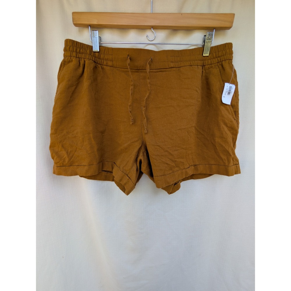 Old Navy Ochre To You Linen Shorts XL Pull On Drawstring Pocket Casual Travel